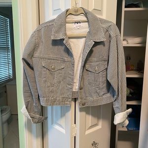 Zara boxy crop herringbone jacket
